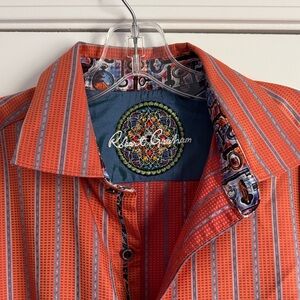 Robert Graham Vibrant Orange Striped Shirt